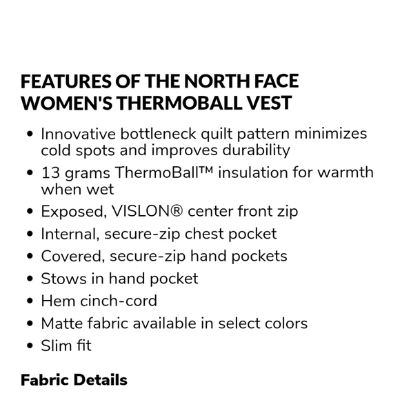 The Northface Thermoball Vest Women's - Picture 8 of 8